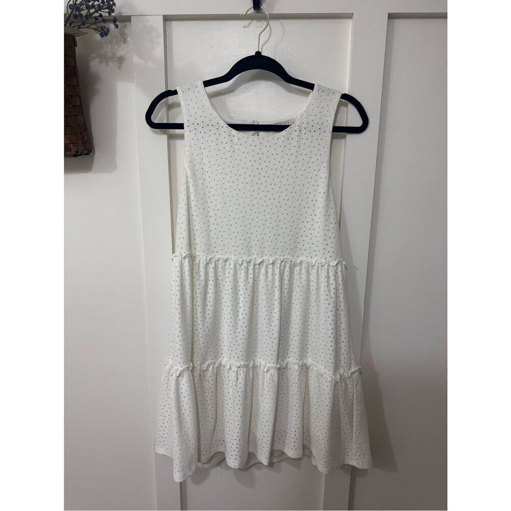 Speechless White Eyelet Tiered Mini Dress